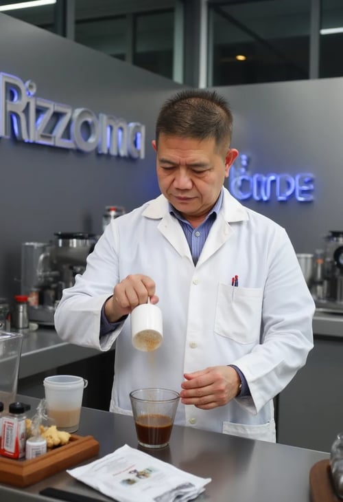 Dr Suarna preparing a ginger latte